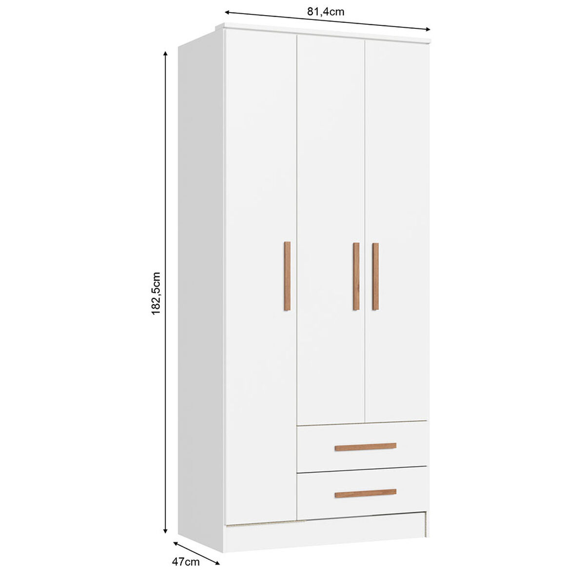 Closet Vekkahome Americano 3 Puertas 2 Cajones Blanco