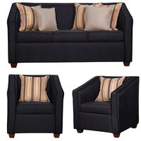 Juego de Living Ruzam Mobel Victorius Sofá 3 Cuerpos + Dos Sillones 1 Cuerpo Lino Negro