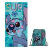 Toalla de Playa con Bolso Infantil Disney Stitch Surf 70 x 140 cm