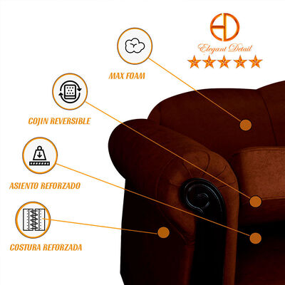 Imagen 2 del producto Juego de Living Elegant Michigan + Sitiales Tela 5 Cuerpos Café