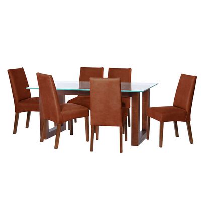 Juego de Comedor Latam Home Pamplona Oviedo 6 Sillas Lino Gris Oscuro