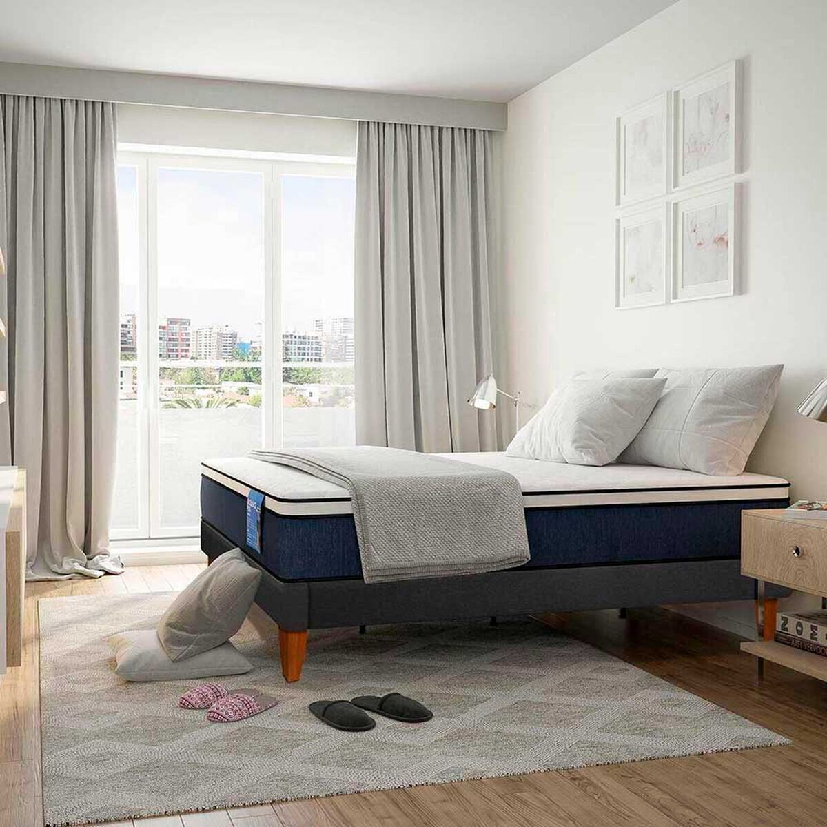 Cama Europea CIC 1,5 Plazas Excellence Plus + Almohada Viscoel&aacute;stica