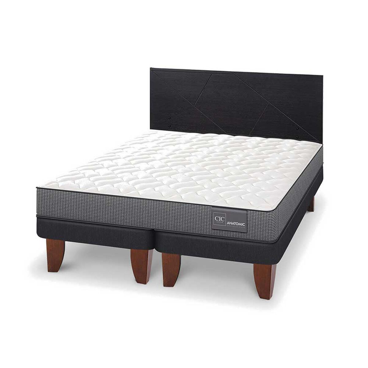 Cama Europea CIC Base Dividida King Anatomic + Respaldo Villarrica Negro