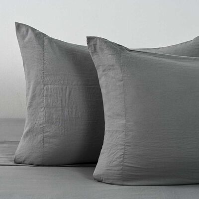 Imagen 2 del producto Juego de Sábanas American Family 2 Plazas Liso Prewash Gris