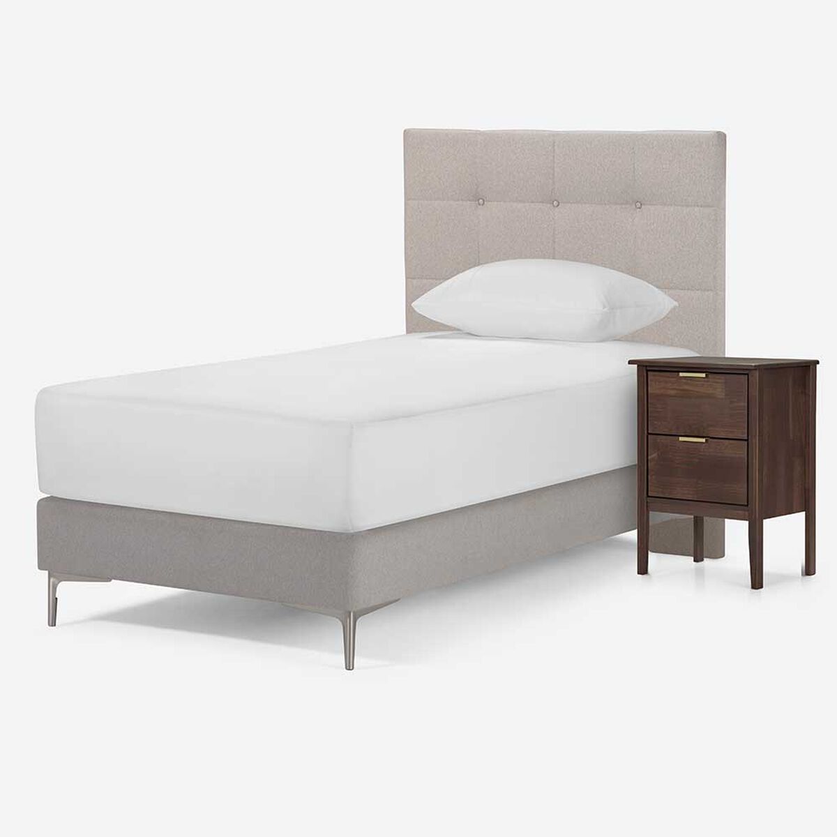 Respaldo + Velador Rosen 1,5 Plazas Issey Beige