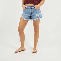 Short Mini Denim Mujer Icono Azul, Azul-Medio