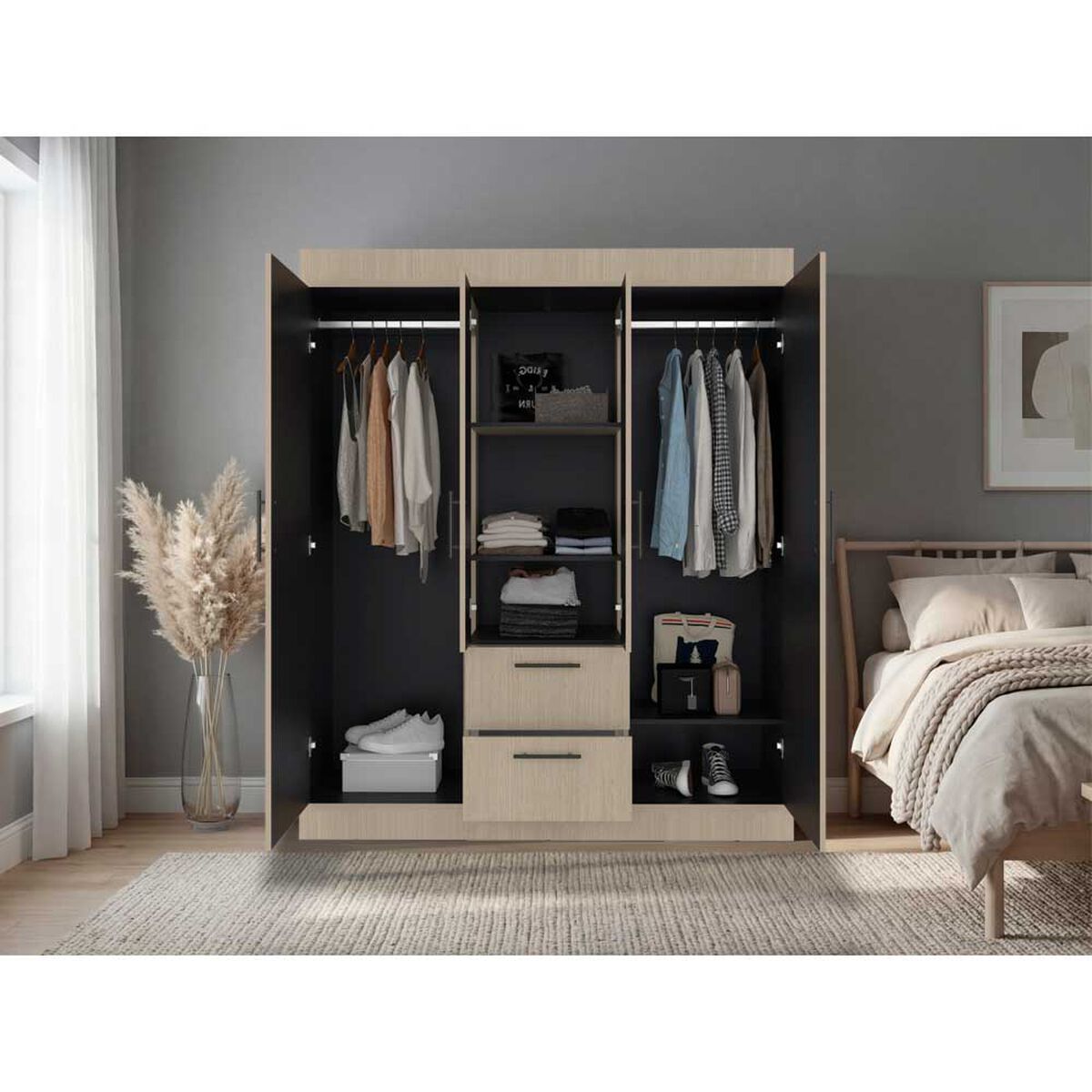 Closet Tuhome 150 VM 4 Puertas 2 Cajones Cartagena Wengue