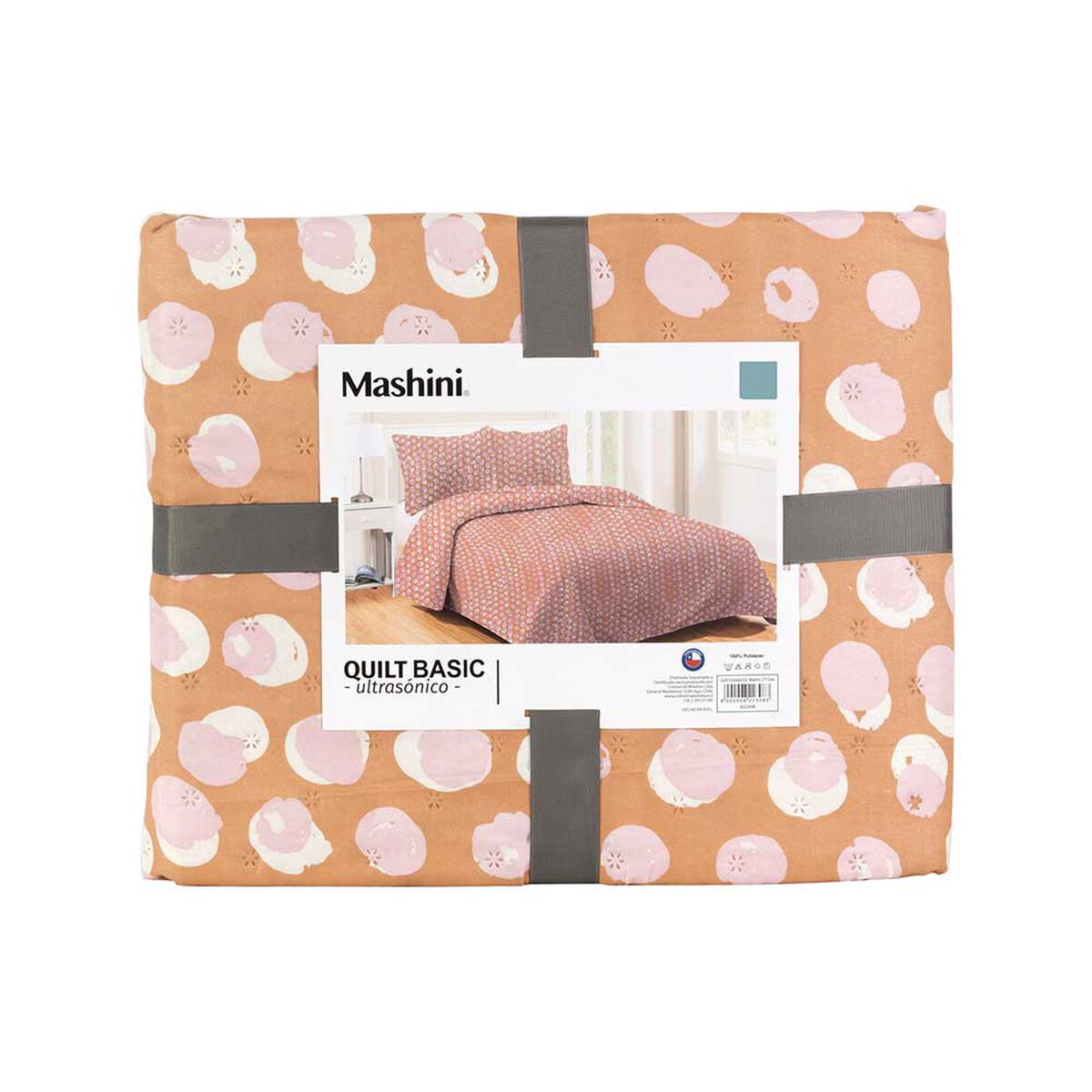 Set Quilt + Juego de Sábanas Estamapado Mashini 1,5 Plazas Palmas