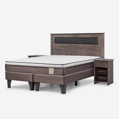 Imagen 2 del producto Cama Europea Rosen Base Dividida King New Style 4 Plus + Respaldo Ferrera Gris + 2 Veladores