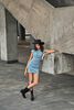 Vestido Denim Corto Manga Casquillo Mujer Icono