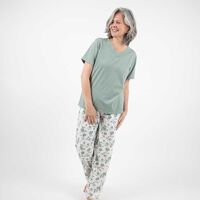Pijama Algodón Manga Corta Mujer Portman Club Oliva