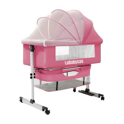 Cuna Colecho con Mudador y Accesorios Lubabycas Rosada