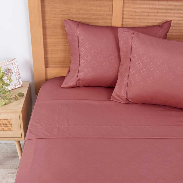 Juego de Sábanas Embossed Plumetti 1,5 Plazas Mimosa Rojo