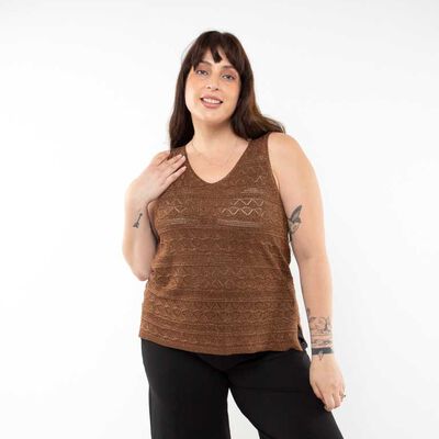 Polera Sin Mangas Mujer Extralindas Cafe