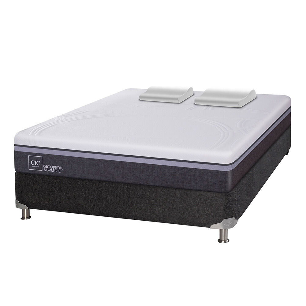 Box Spring CIC 2 Plazas Ortopedic Advance + Almohadas