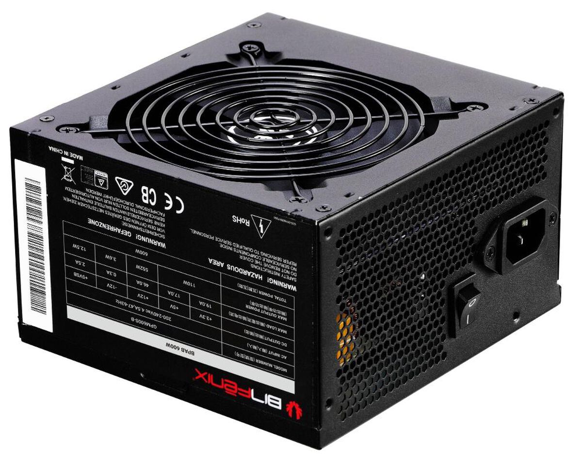 Gabinete BitFenix/ ​​Hades + Fuente de Poder 600W / 4 ventiladores/ Negro