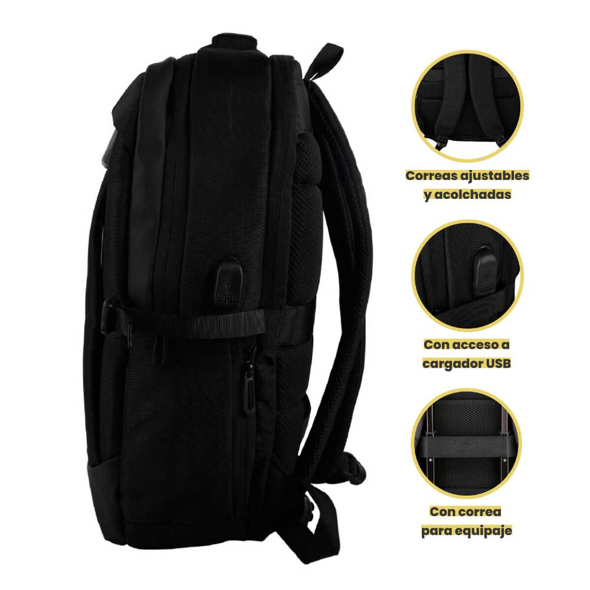 Mochila Notebook Levo Wolf Negra 15,6"