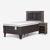 Cama Europea Rosen 1,5 Plazas New Style 4 Plus + Respaldo Rachel Gris + Velador