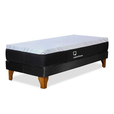Imagen 1 del producto Cama Europea Latam Home 1 Plaza Zen Top Foam Visco Velvet Negro