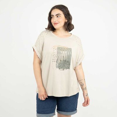 Polera Con Estampado Manga Corta Mujer Extralindas