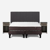 Cama Europea Rosen 2 Plazas Ergo T + Respaldo + 2 Veladores Grafito