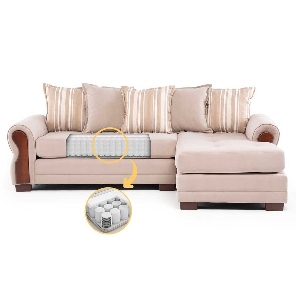 Sof&aacute; Seccional Living Factory Arizona 4 Cuerpos Beige