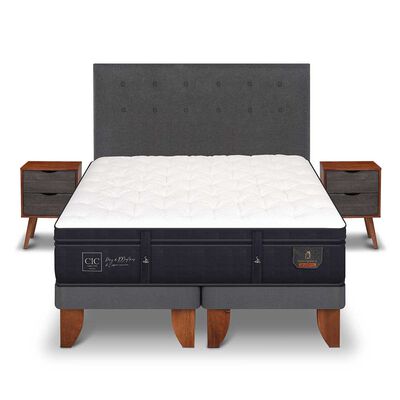 Imagen 1 del producto Cama Europea CIC Base Dividida 2 Plazas Súper Premium + Respaldo + Veladores