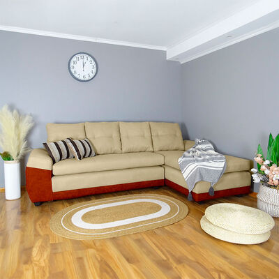 Imagen 1 del producto Seccional Derecho Elegant Houston Cheise Tela/PU 5 Cuerpos Beige