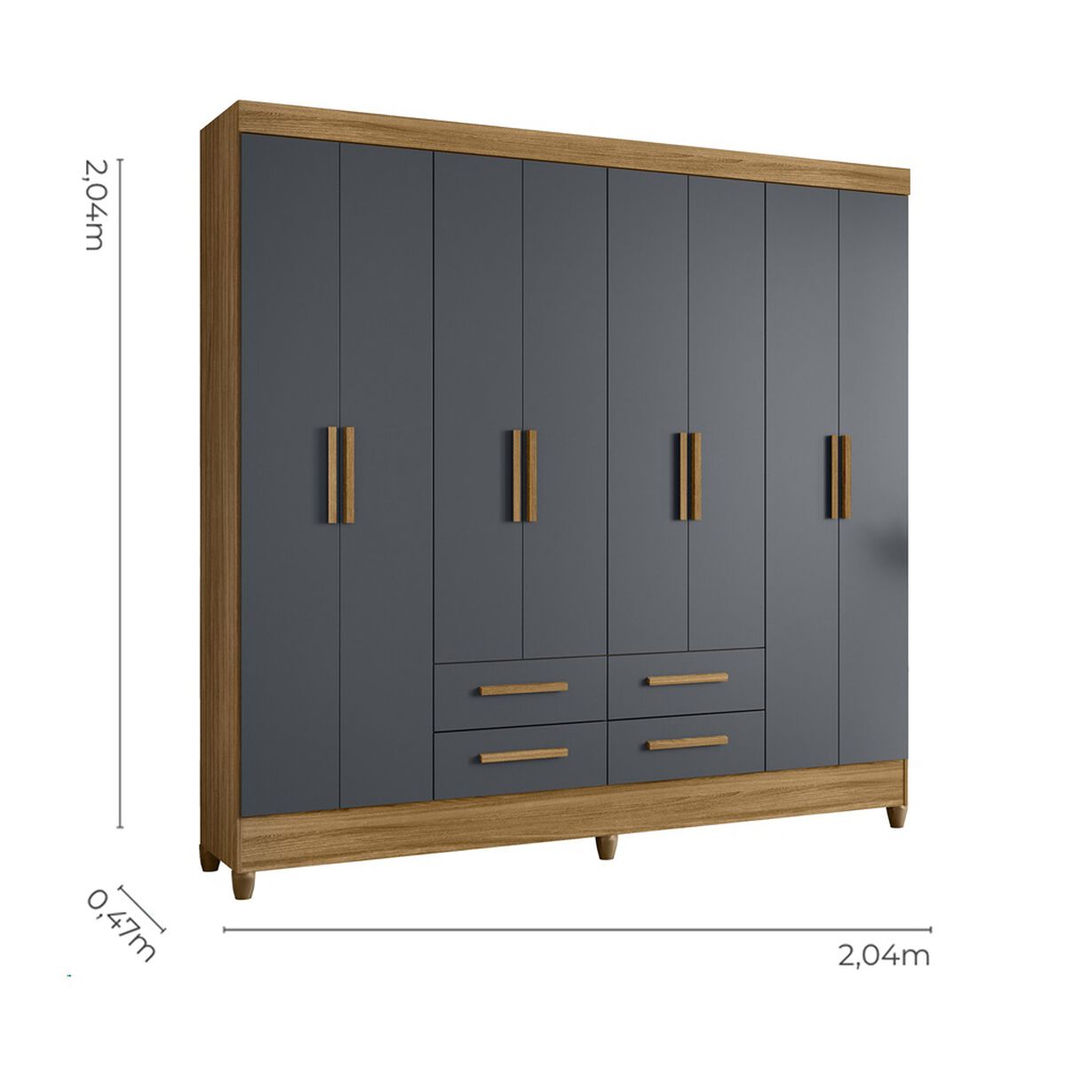 Closet Di Poretti Florida 8 Puertas 4 Cajones Café y Gris