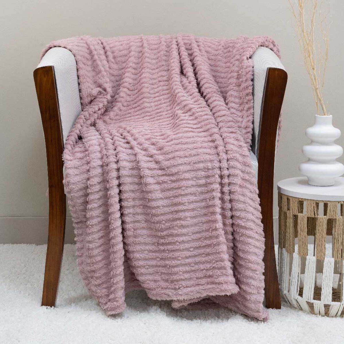 Manta Doral Chiporro Jacquard 127x152 cm Rosa Viejo