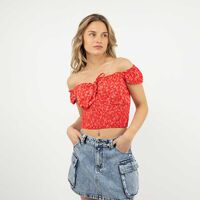 Blusa Crop Manga Corta Mujer Icono Color-1, Negro