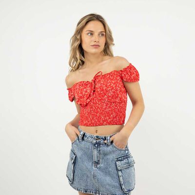 Blusa Crop Manga Corta Mujer Icono