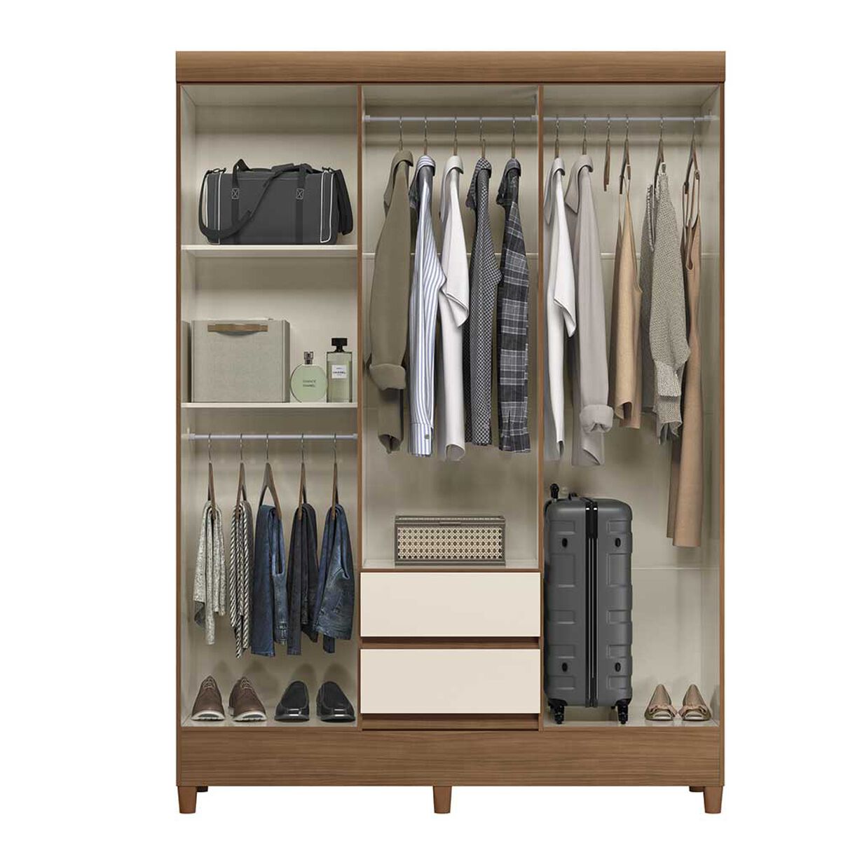 Clóset Casanova Fit 6 Puertas 2 Cajones Jequitiba Blanco