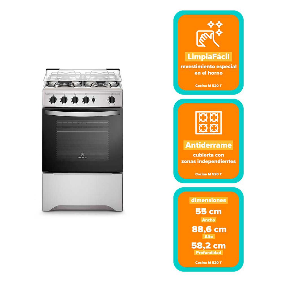 Cocina a Gas Mademsa M 520 T 4 Quemadores
