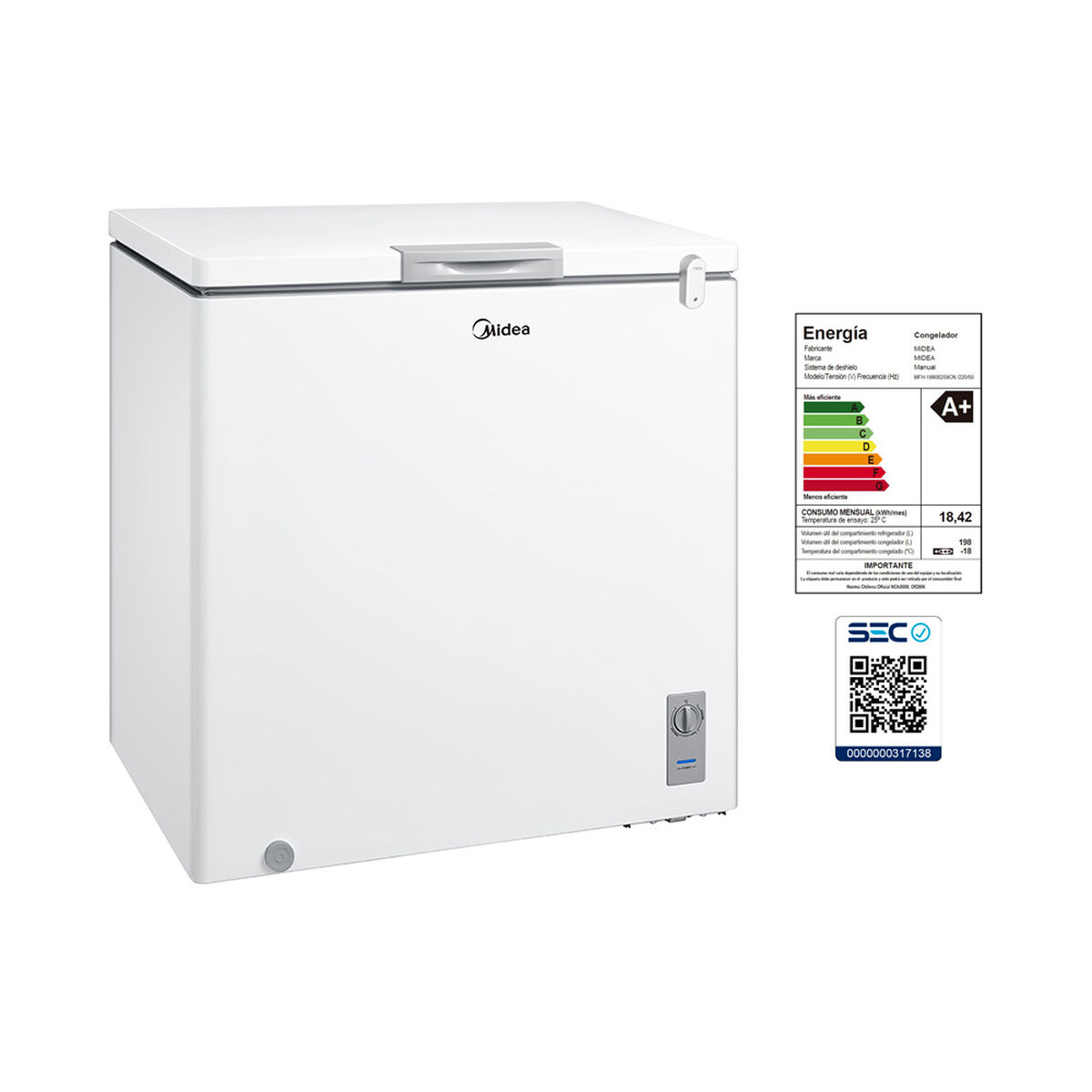 Freezer Horizontal Midea MFH-1990B258CN 198 lts