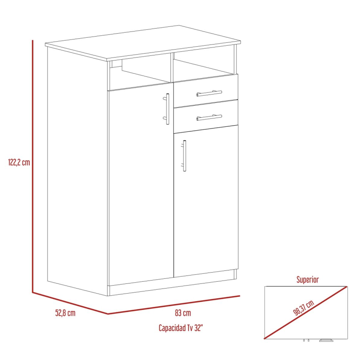 Clóset TuHome Eco 2 Puertas 2 Cajones Wengue