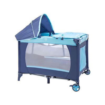 Cuna Corral con Mudador Mosquitero Colchón Azul LuBabycas
