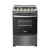 Combo Cocina a Gas Midea MCG-4QPI24NSCG 4 Quemadores + Set 5 Cuchillos + Pelador Zibel LK-NK73 Negro + Set 6 Utensilios de Cocina Casanova T4043-3A Negro
