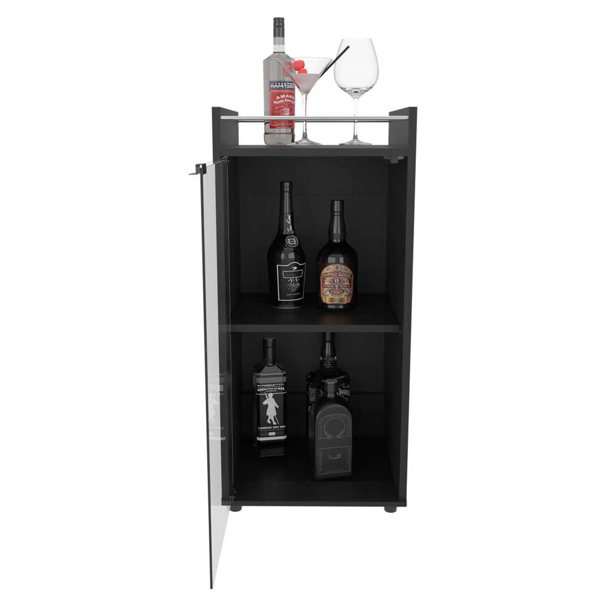 BAR BAJO THEBA 1 PUERTA VIDRIO 81,3X38,1X37,6 CM WENGUE