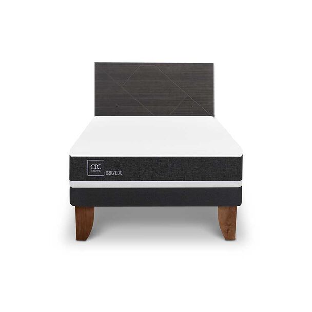 Cama Europea CIC Base Normal 1,5 Plazas Ortopedic + Respaldo Villarrica