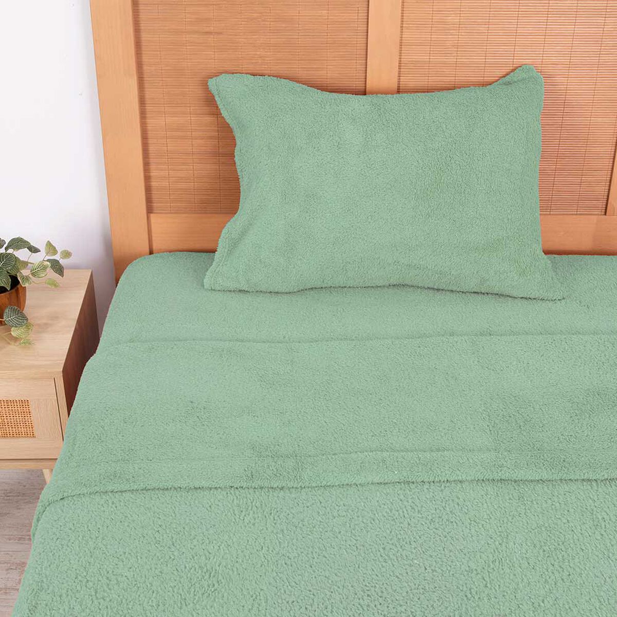 Juego de Sábanas Mashini 1,5 Plazas Liso Verde