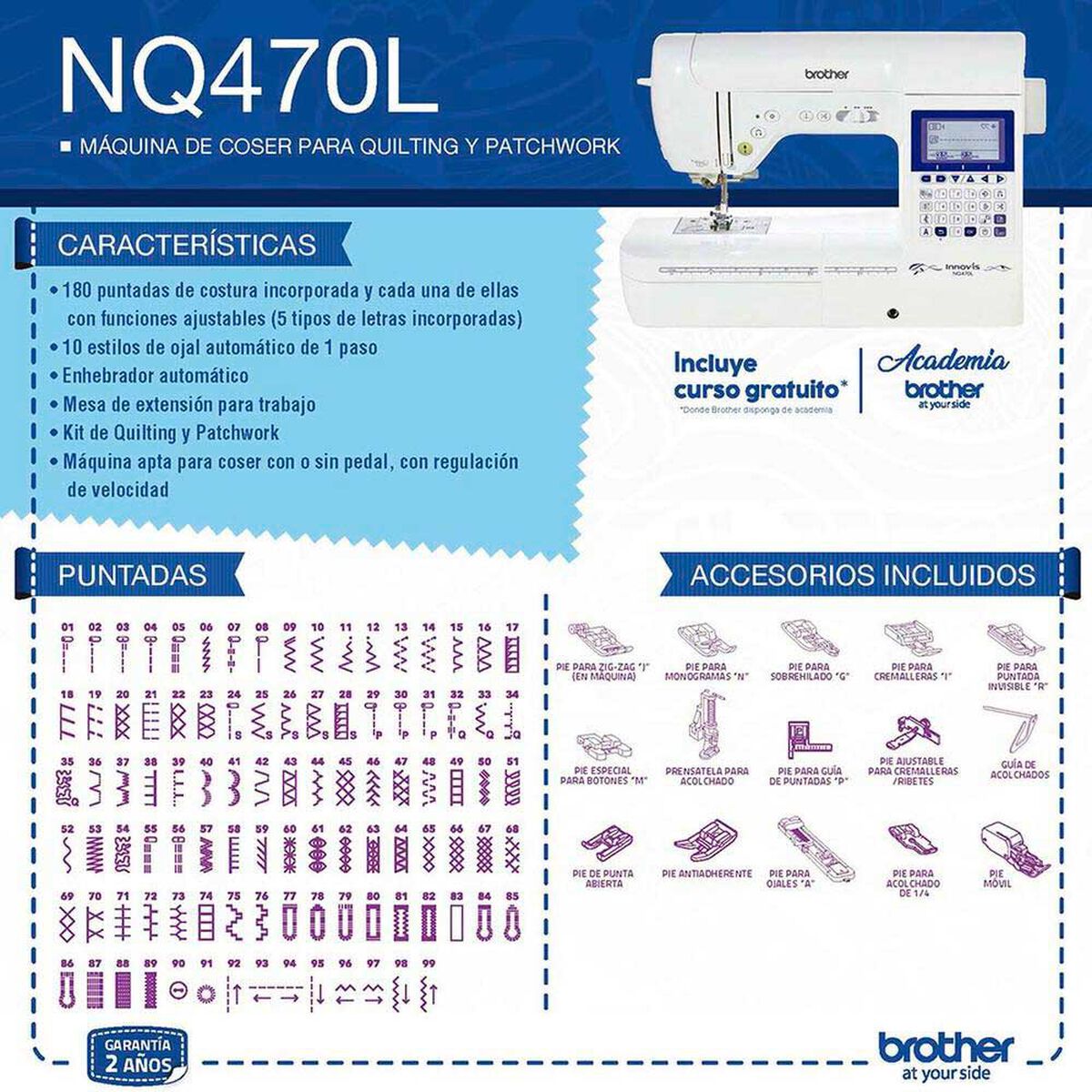 M&aacute;quina de Coser Brother para Quilting y Patchwork NQ470L