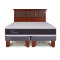Cama Europea CIC Base Dividida 2 Plazas New Ortopedic + Respaldo New Torino Caramelo