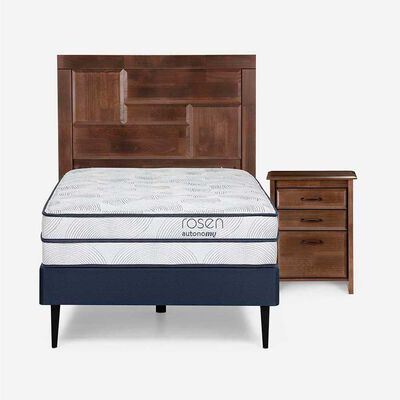 Cama Europea Rosen 1,5 Plazas Autonomy + Respaldo + Velador Dolce
