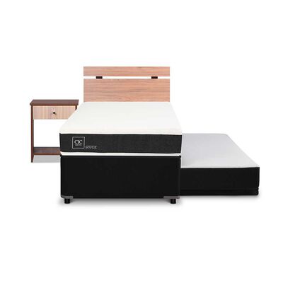 Cama Nido CIC 1,5 Plazas Arriba  New Ortopedic  y 1 Plaza Abajo Genérico + Respaldo + Velador Olmo 