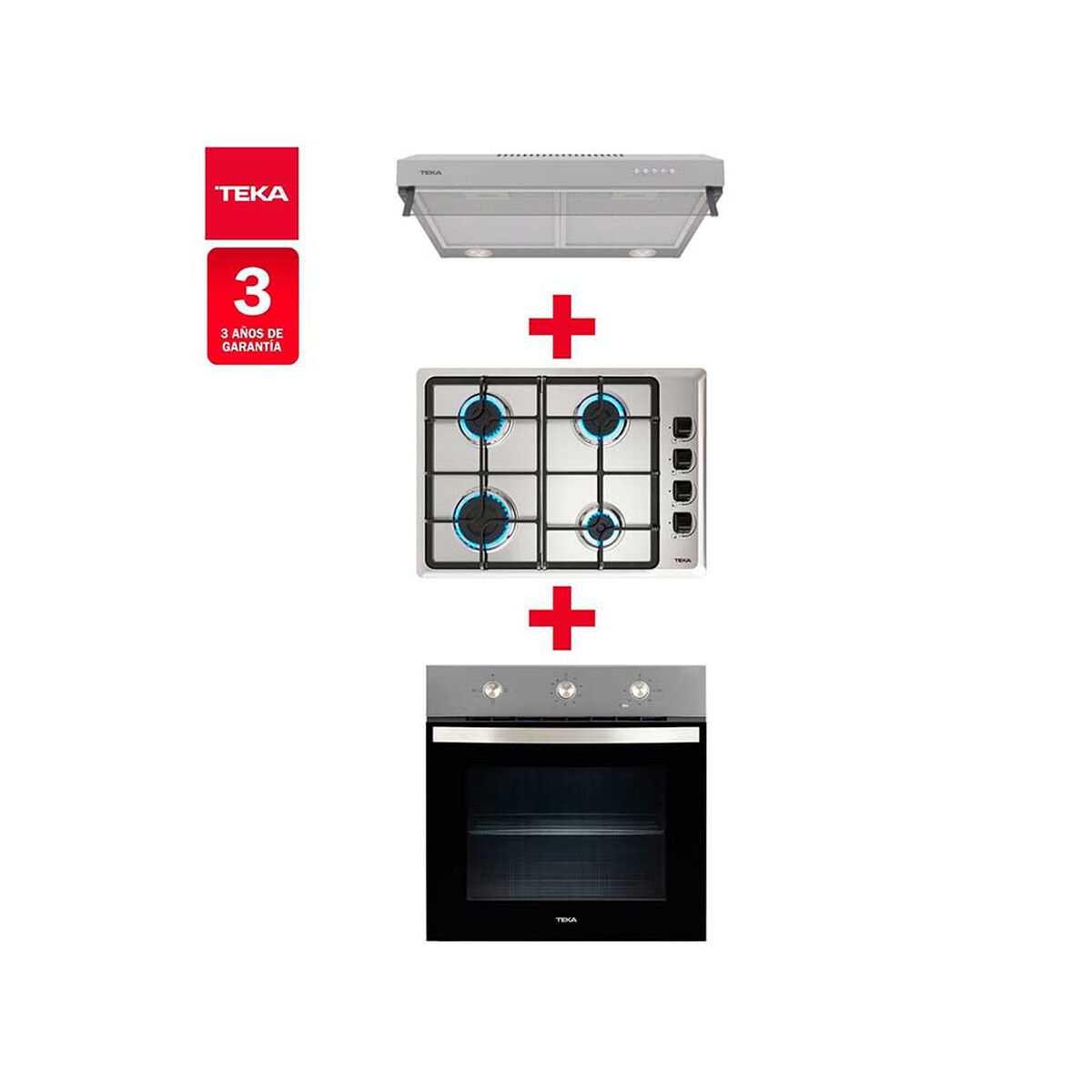 Combo Empotrado  Teka Horno HBB 4460 SS + Encimera HLX 540 KBB0C IX + Campana CX 62120 KOS Inox
