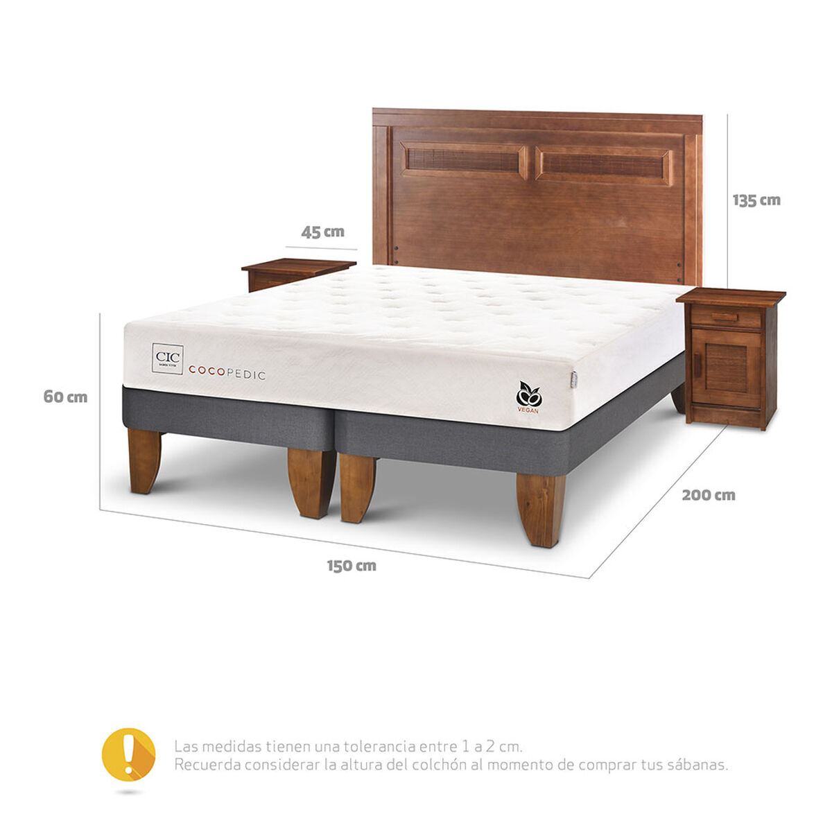 Cama Europea CIC Base Dividida 2 Plazas Cocopedic