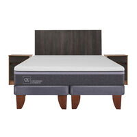 Cama Europea CIC Base Dividida King Ortopedic Advance + Respaldo + 2 Veladores