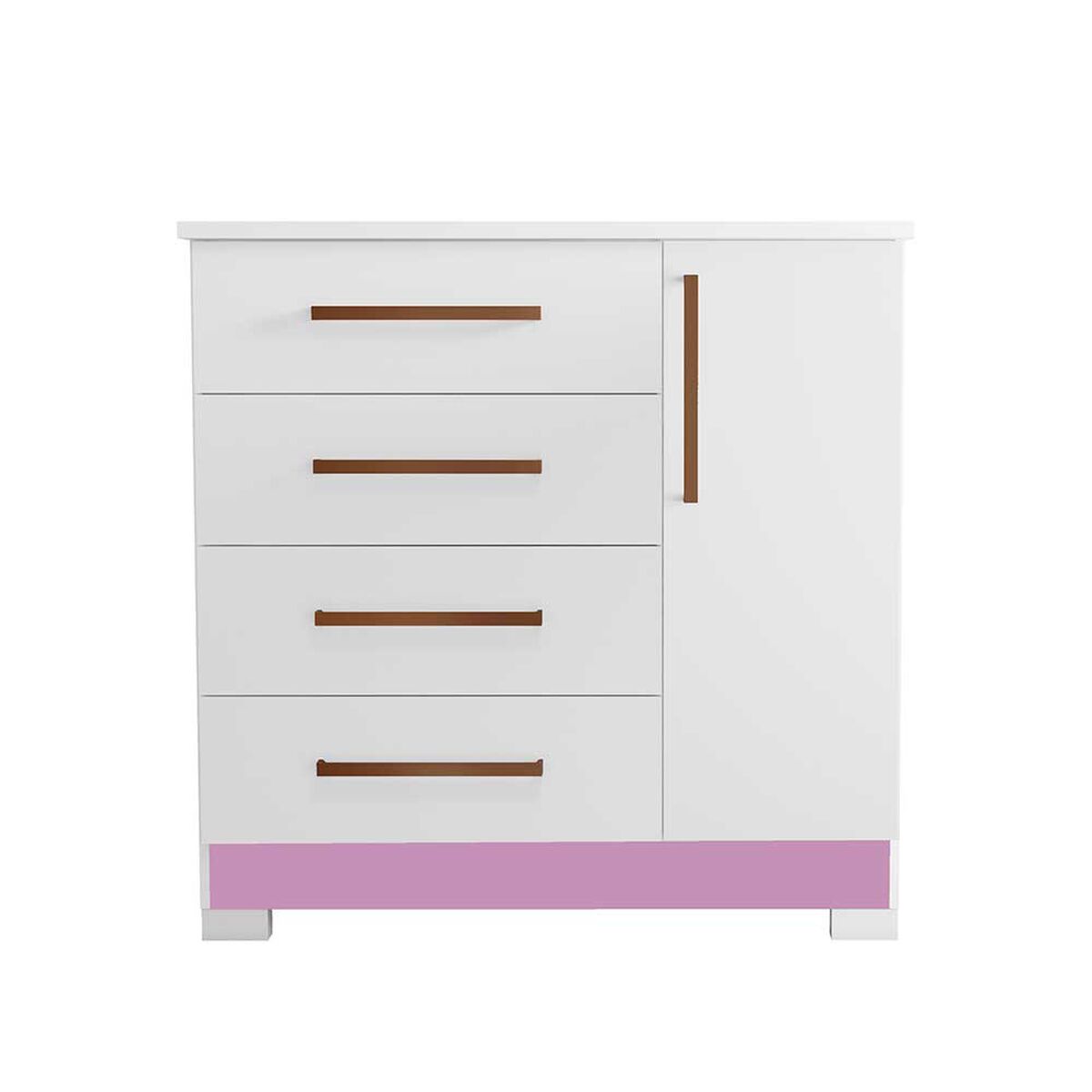 Cómoda Home Mobili Kira 4 Cajones 1 Puerta Blanco Rosa
