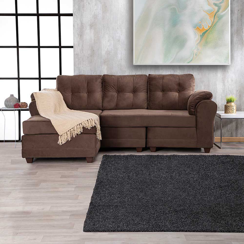 Sofá Seccional Muebles MPR Queen 3 Café